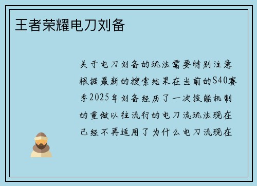 王者荣耀电刀刘备